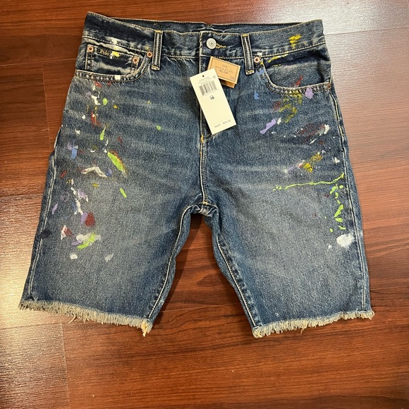 Big Boys 18 Paint-Splatter Slim-Fit Denim Shorts - Picture 5 of 6